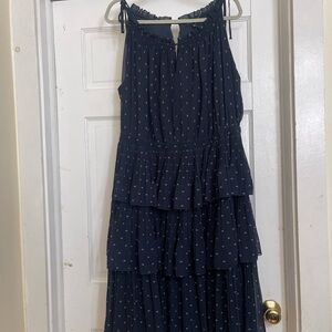 Lane Bryant Blue Chiffon Tiered Dress Plus Size 24
